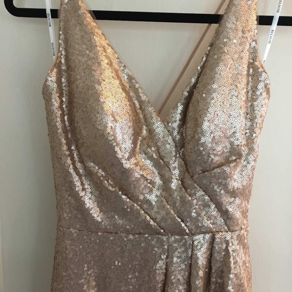 Belsoie Light Gold Sequin Formal Gown​​